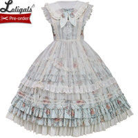 Kitten & Flower ~ Classic Country Style Lolita JSK Dress Printed Midi Party Dress by Alice Girl ~ Pre-order