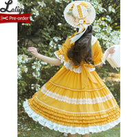 Blooming Sunflowers ~ Sweet Short Sleeve Lolita Dress Classical Party Dress by Alice Girl ~ Pre-order