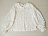Cotton Lolita Shirt Peter Pan Collar Fleeced Long Sleeve Blouse for Women