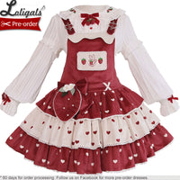 Strawberry & Rabbit ~ Sweet Lolita Salopette Dress by Alice Girl ~ Pre-order