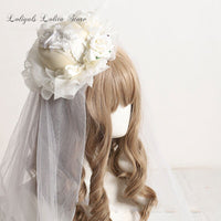 Sweet Lolita Headpiece Top Hat Lace Veil Fascinator Accessories for Wedding