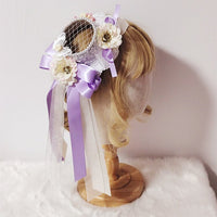 Sweet Mini Top Hat Lolita Fascinator Hair Clip with Ribbons
