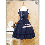 Classic Lolita Sleeveless Chiffon Dress Sweet Ruffled Midi Dress