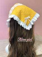 Sunflower ~ Sweet Lolita Headpiece Triangular Scarf by Alice Girl ~ Pre-order