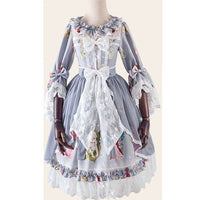 Ada's Flower ~ Vintage Printed Flare Sleeve Lolita Dress by Magic Tea Party