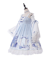 The Snow Lady ~ Sweet Lolita JSK Dress with Detachable Flare Sleeves by YLF