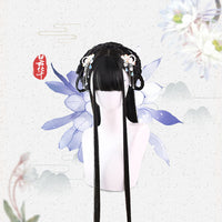 Long Black Straight Wig with Bangs Chinese Retro Style Cosplay Wig