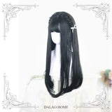 JaneNye ~ Harajuku Black Long Straight Wig with Bangs