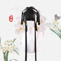 Long Black Straight Wig with Bangs Chinese Retro Style Cosplay Wig