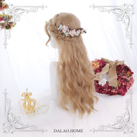 Fairy Long Curly Wig with Side Bangs Pink Lolita Wig