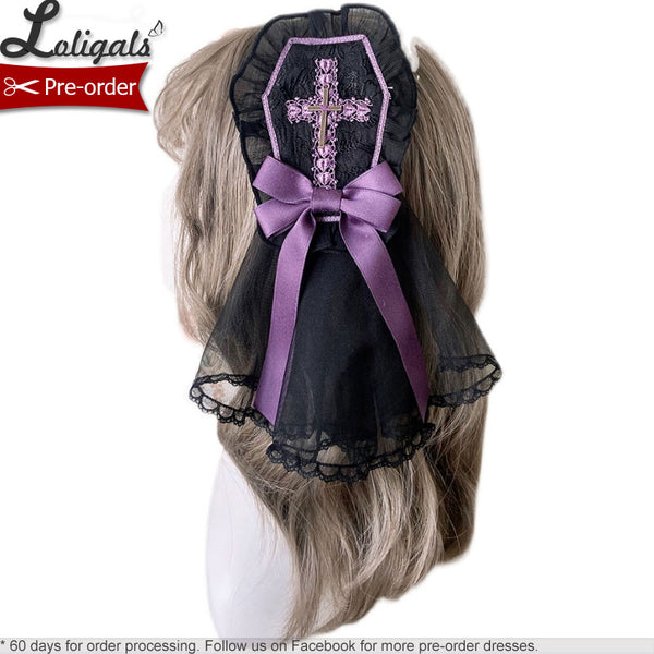 The Cross ~ Gothic Lolita Headpiece Hair Clip w. Veil by Alice Girl ~ Pre-order