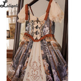 Constantine Painting ~ Royal Lolita Dress Elegant Short Sleeve Midi Party Dress by YLF