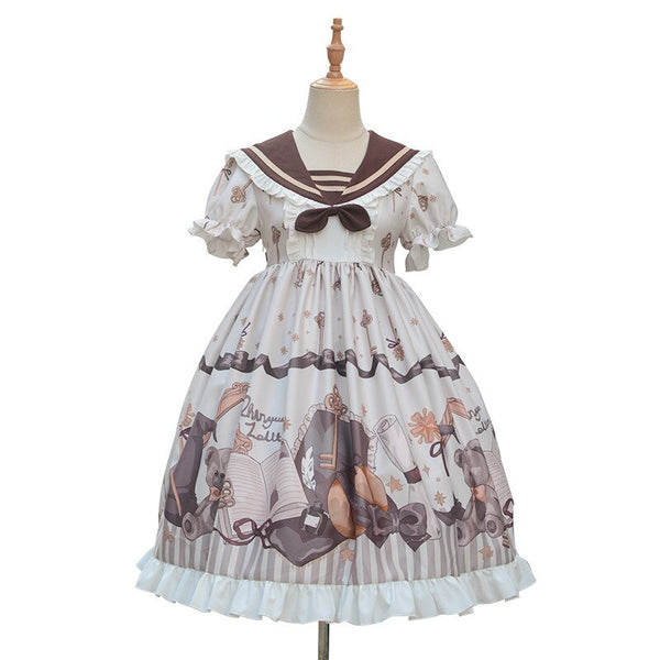 Magic Bear ~ Sweet High Printed Short Sleeve Lolita Dress