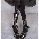 Wisteria ~ Sweet Floral Printed Lolita Tights by Yidhra