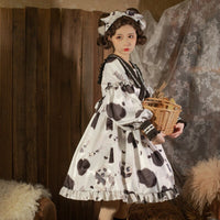 Milk Candy ~ Sweet Long Sleeve Cow Printed Dress by Yomi