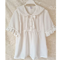 Sweet White Chiffon Blouse w. Detachable Sleeves
