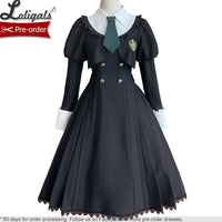 Green College ~ Preppy Style Long Sleeve Lolita Dress by Alice Girl ~ Pre-order
