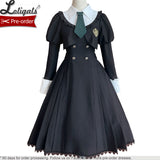 Green College ~ Preppy Style Long Sleeve Lolita Dress by Alice Girl ~ Pre-order