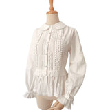 Long Sleeve Peter Pan Collar Top White Lolita Blouse