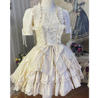 Miss Ryla ~ Vintage Lolita Dress Short Sleeve Medieval Dress w. Detachable Flare Sleeves