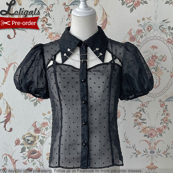 Hot Girl ~ Gothic Lolita Blouse Short Sleeve Punk Top by Alice Girl ~ Pre-order