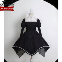 Night Saint ~ Gothic Long Sleeve Asymmetrical Lolita Dress by Alice Girl ~ Pre-order