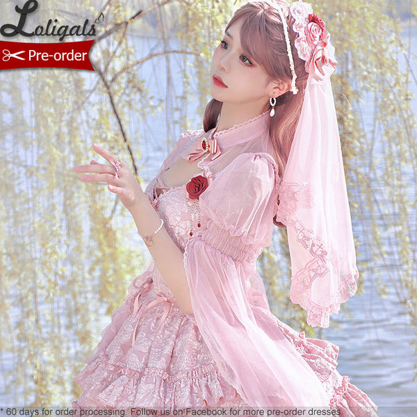 Bleeding Rose ~ Gothic Lolita Veil with Rosette by Alice Girl ~ Pre-order