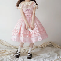 Miss Nelly ~ Classic Casual Lolita JSK Dress with Embroidered Flowers