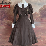 Green College ~ Preppy Style Long Sleeve Lolita Dress by Alice Girl ~ Pre-order