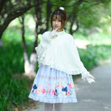 Sweet White Lolita Poncho Top Fleece Cape Cloak