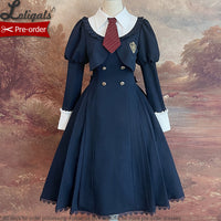 Green College ~ Preppy Style Long Sleeve Lolita Dress by Alice Girl ~ Pre-order