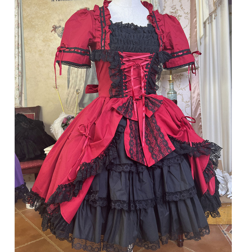 short medieval dress Medieval Renaissance Style Short Dress Rococo Lace Trumpet Sleeves Dress Cosplay Costume