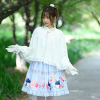 Sweet White Lolita Poncho Top Fleece Cape Cloak