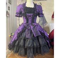 Miss Ryla ~ Vintage Lolita Dress Short Sleeve Medieval Dress w. Detachable Flare Sleeves