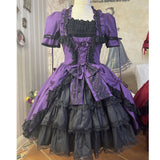 Miss Ryla ~ Vintage Lolita Dress Short Sleeve Medieval Dress w. Detachable Flare Sleeves