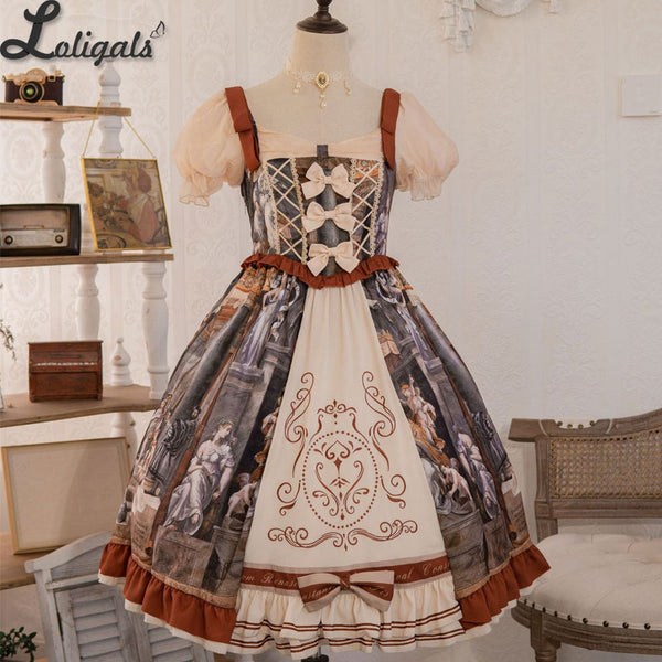 Constantine Painting ~ Royal Lolita Dress Elegant Short Sleeve Midi Party Dress by YLF
