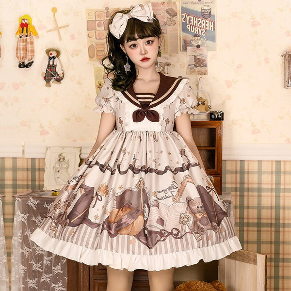 Magic Bear ~ Sweet High Printed Short Sleeve Lolita Dress