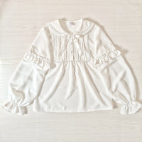Sweet White Chiffon Blouse w. Detachable Sleeves