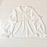 Sweet White Chiffon Blouse w. Detachable Sleeves