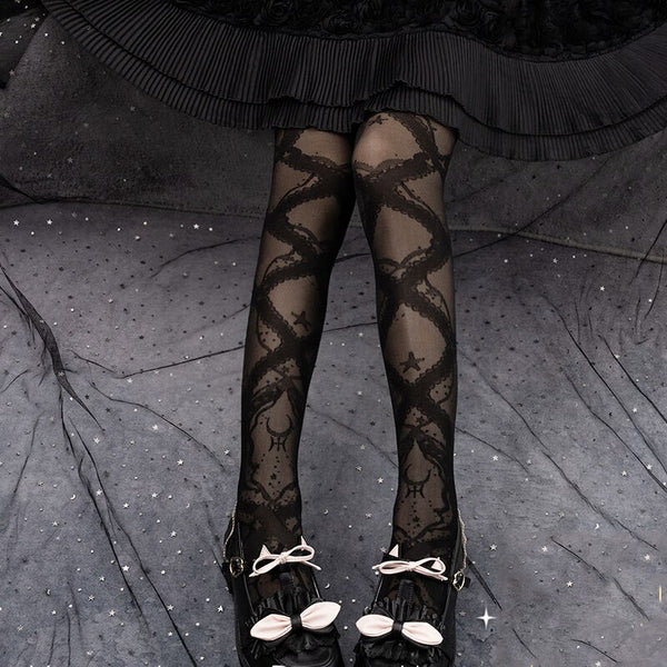 Starfish & Sand ~ Sweet Lolita Tights Patterned Pantyhose by Yidhra
