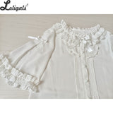 Loose Chiffon Shirt Short Sleeve White Lolita Blouse