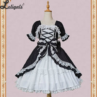 Vintage Style Lolita Dress Retro Party Dress w. Detachable Flare Sleeves by Infanta