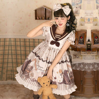 Magic Bear ~ Sweet High Printed Short Sleeve Lolita Dress
