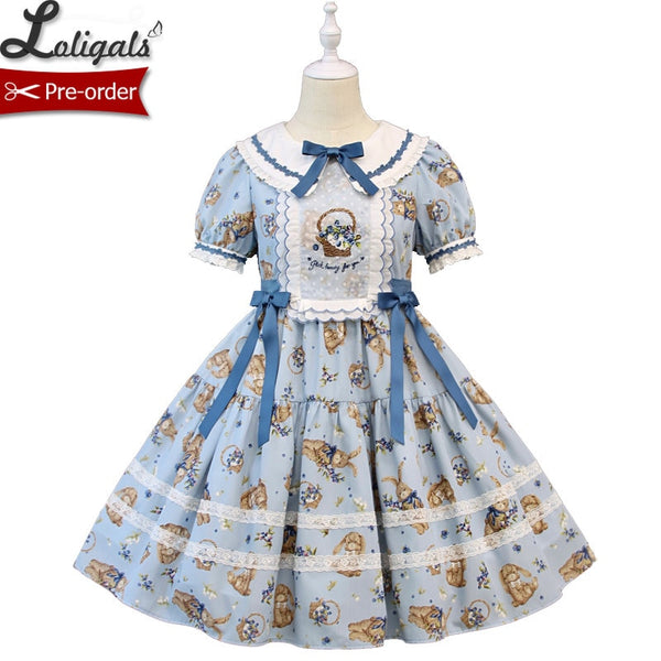 Bluberry Rabbit ~ Sweet Short Sleeve Lolita Dress by Alice Girl ~ Pre-order