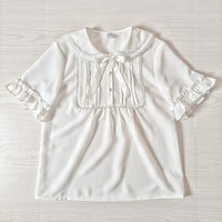 Sweet White Chiffon Blouse w. Detachable Sleeves