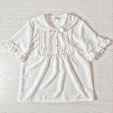 Sweet White Chiffon Blouse w. Detachable Sleeves