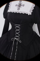 Night Saint ~ Gothic Long Sleeve Asymmetrical Lolita Dress by Alice Girl ~ Pre-order