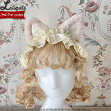Confused Fox ~ Ruffled Lolita Headpiece w. Cute Ear Decor by Alice Girl ~ Pre-order