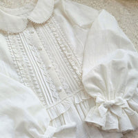 Long Sleeve Peter Pan Collar Top White Lolita Blouse
