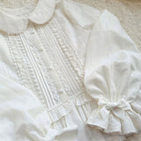 Long Sleeve Peter Pan Collar Top White Lolita Blouse